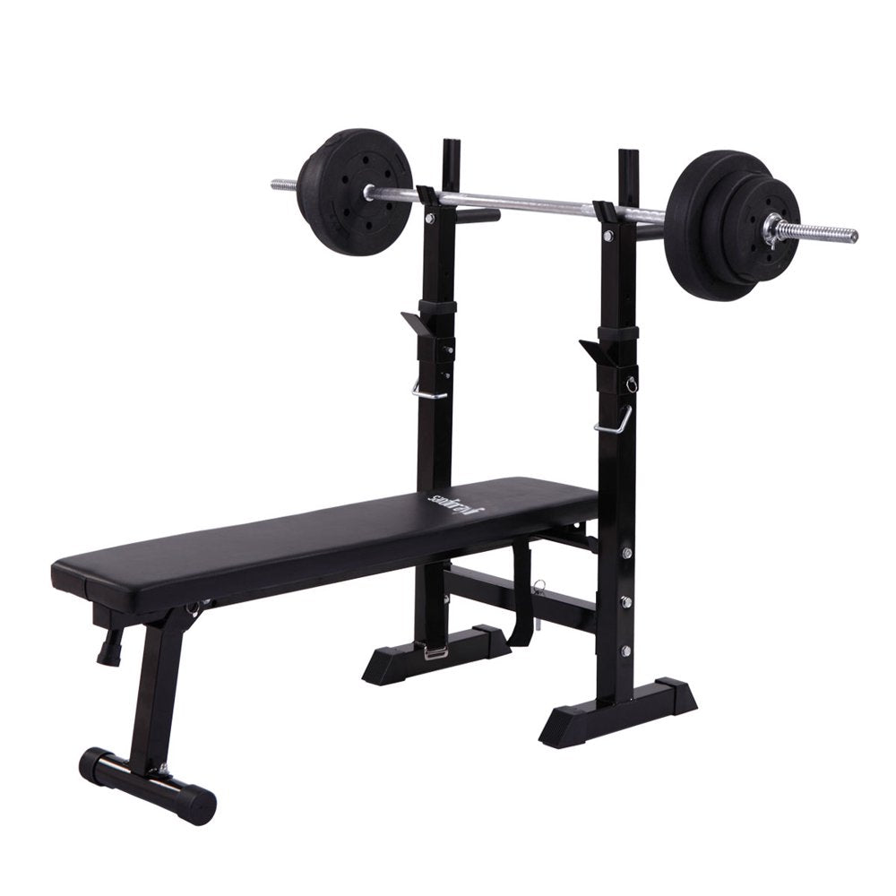 Folding Weight Bench Press Home Gym Adjustable Strength Training Adjustable Barbell Rack